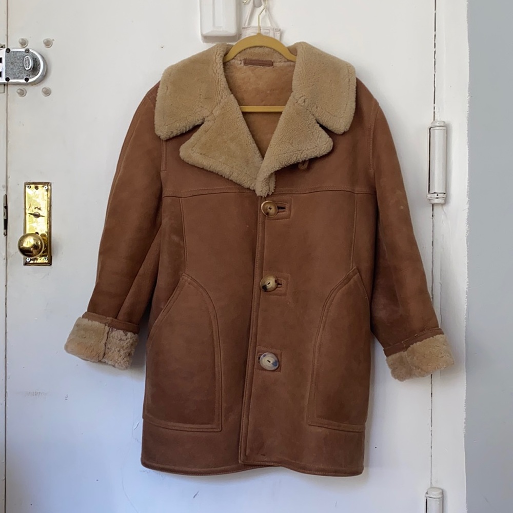 Sawyer of Napa x Wallachs Genuine Shearling Leather Wool Jacket Coat - 40 Large